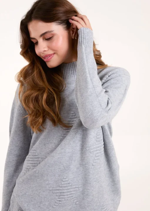 Blue Vanilla Grey High Neck Star Jumper