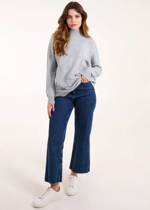 Blue Vanilla Grey High Neck Star Jumper