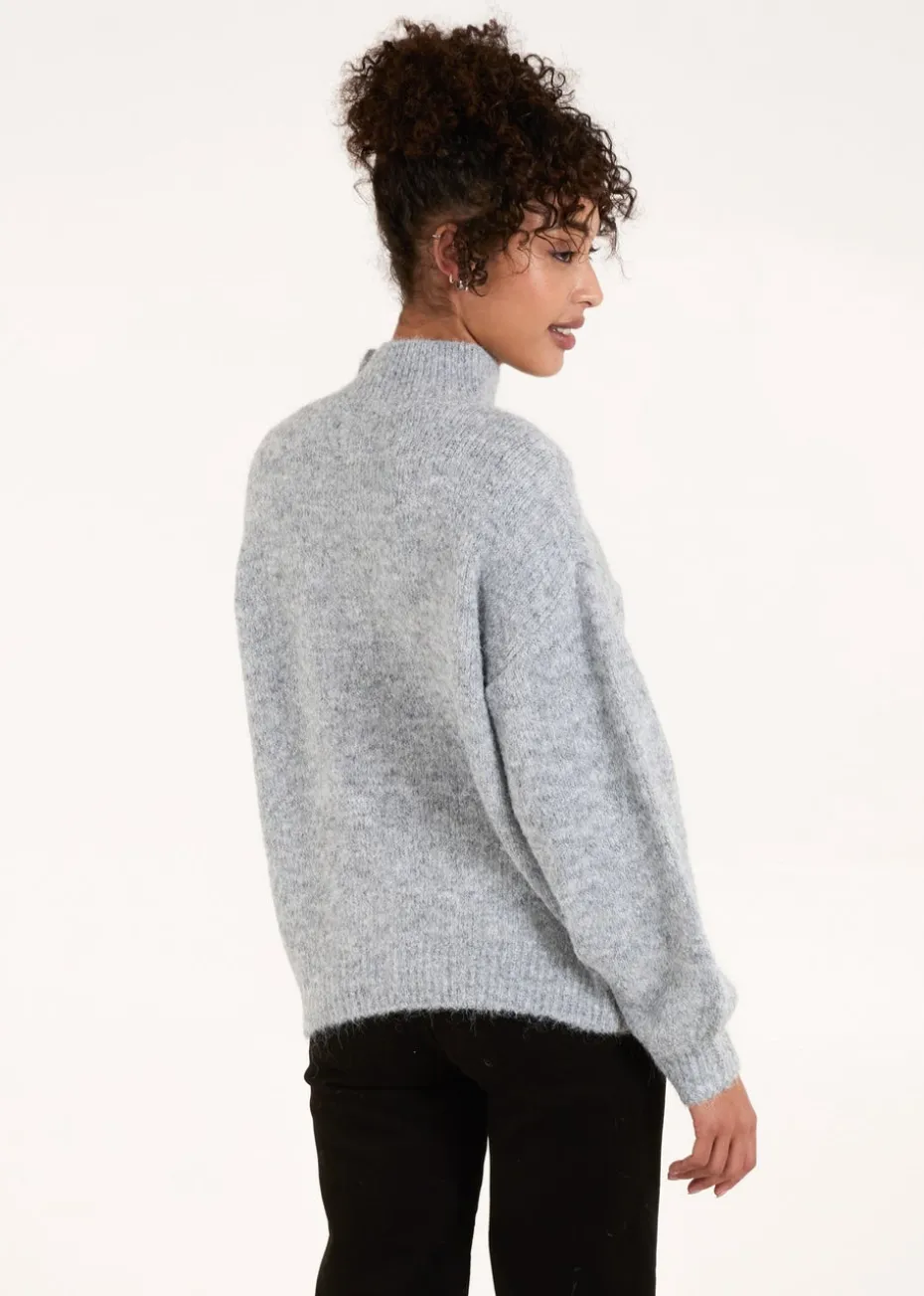 Blue Vanilla Grey Jewel Button Knit Jumper