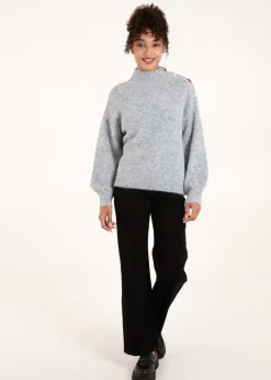 Blue Vanilla Grey Jewel Button Knit Jumper