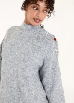 Blue Vanilla Grey Jewel Button Knit Jumper