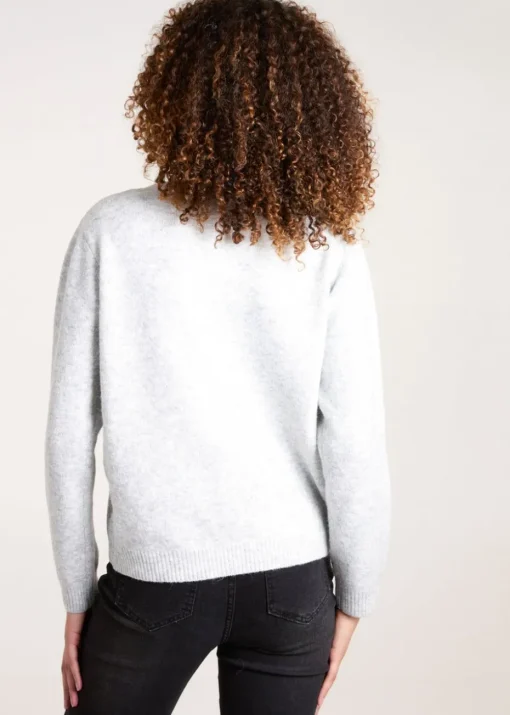 Blue Vanilla Grey Knit Corsage Flower Jumper