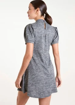 Blue Vanilla Grey Puff Sleeve Smock Dress