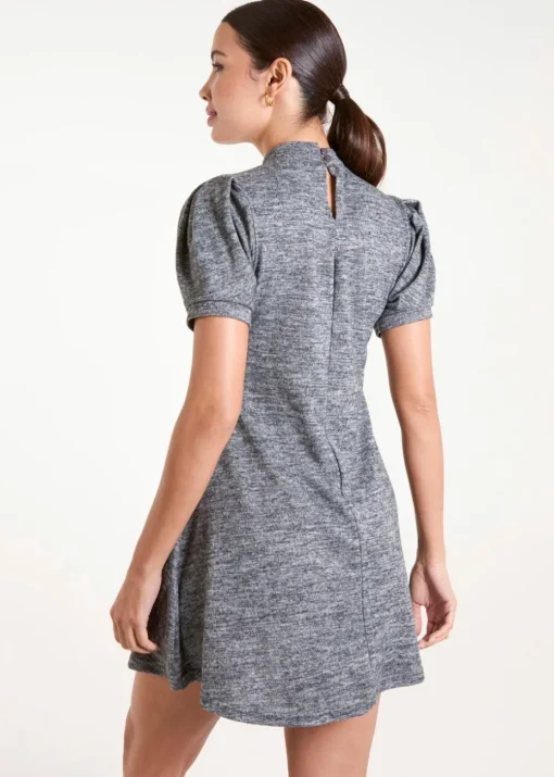 Blue Vanilla Grey Puff Sleeve Smock Dress