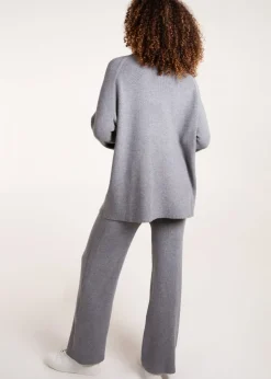 Blue Vanilla Grey Ribbed High Neck Co-Ord Set