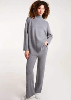 Blue Vanilla Grey Ribbed High Neck Co-Ord Set