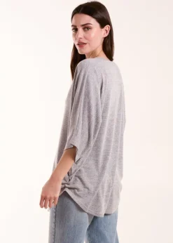 Blue Vanilla Grey Studded Zip Front Top