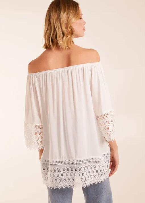 Blue Vanilla Ivory Bardot Detail Blouse