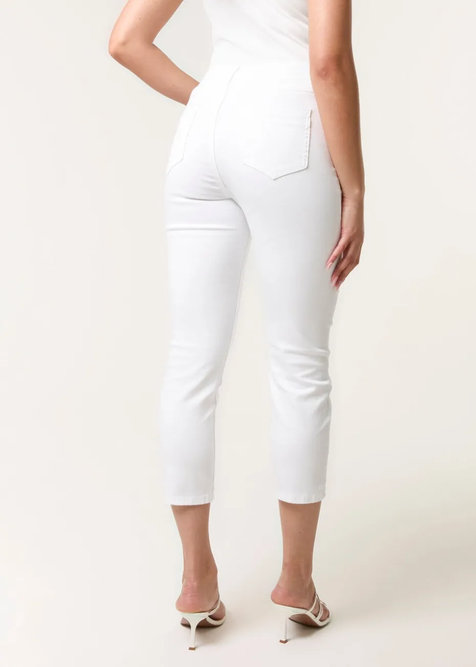 Blue Vanilla Ivory Button Front Capri Trouser