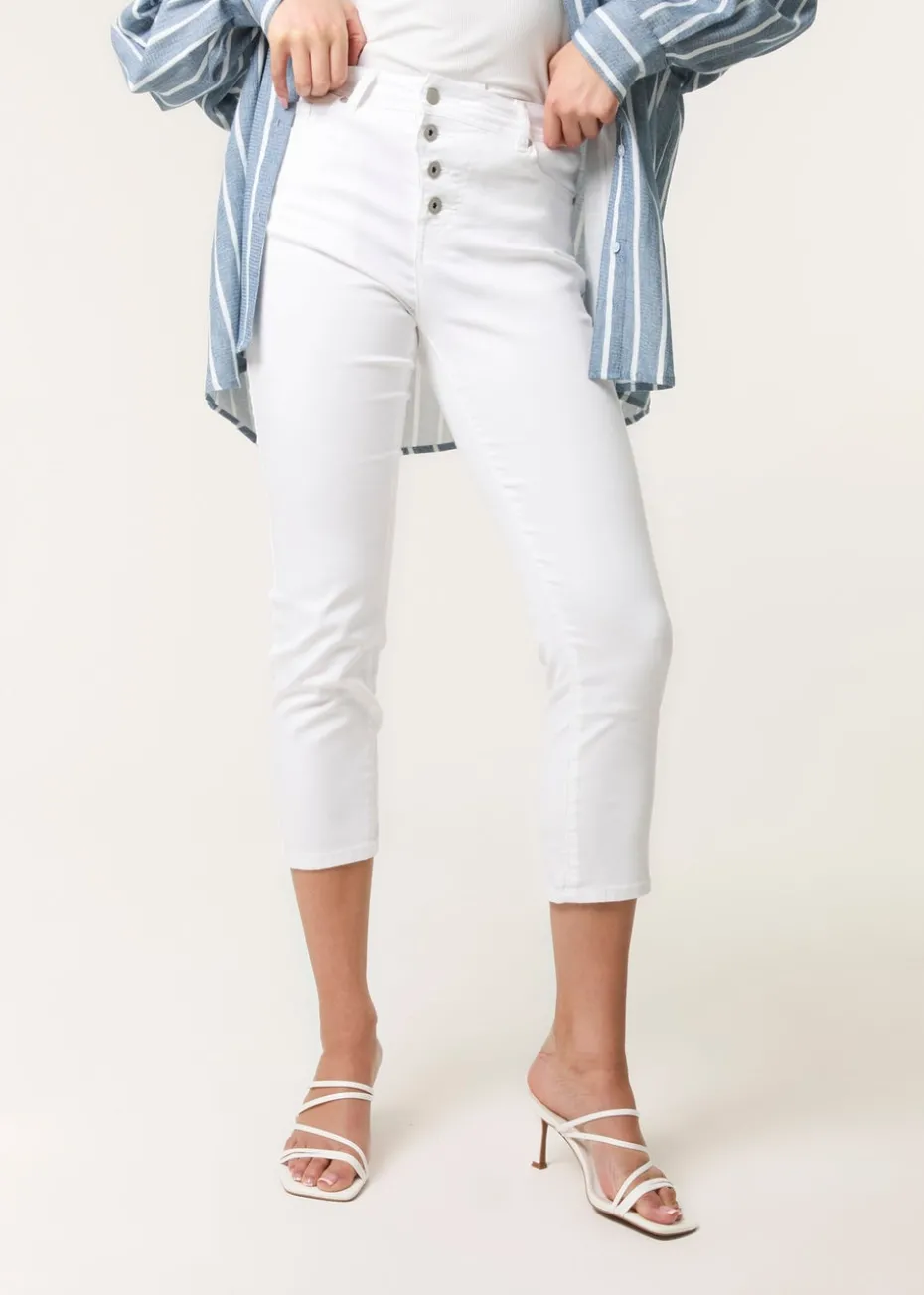 Blue Vanilla Ivory Button Front Capri Trouser