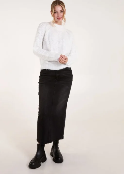 Blue Vanilla Ivory Cable Knit High Neck Jumper