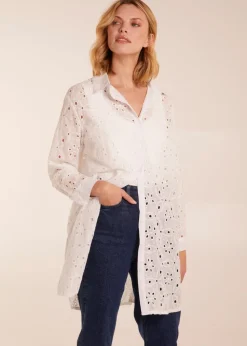 Blue Vanilla Ivory Crochet Detailed Long Sleeve Shirt