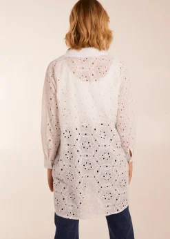 Blue Vanilla Ivory Crochet Detailed Long Sleeve Shirt
