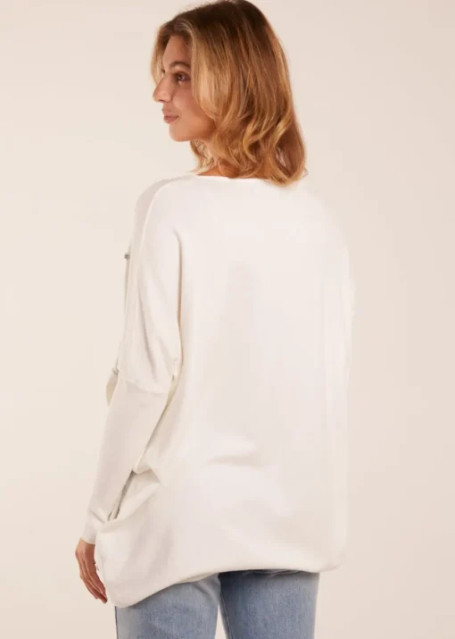 Blue Vanilla Ivory Diamante Pearl Star Jumper