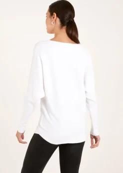 Blue Vanilla Ivory Embellished Pearl Knitted Jumper