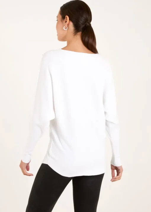 Blue Vanilla Ivory Embellished Pearl Knitted Jumper