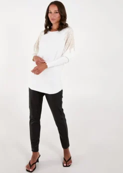 Blue Vanilla Ivory Embellished Shoulder Jumper