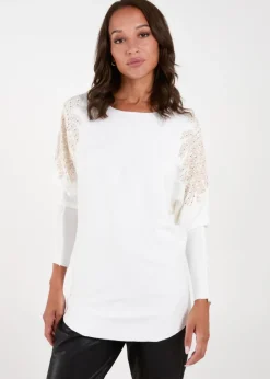 Blue Vanilla Ivory Embellished Shoulder Jumper
