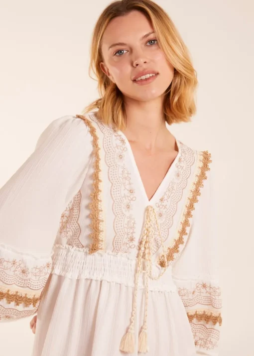 Blue Vanilla Ivory Embroidered Dress