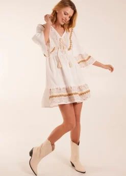 Blue Vanilla Ivory Embroidered Dress