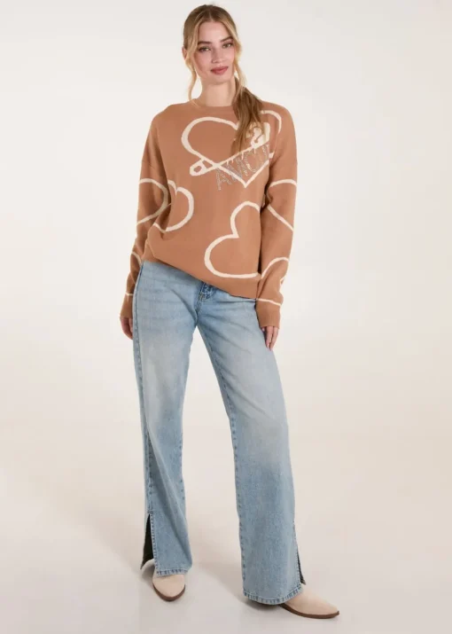 Blue Vanilla Ivory Heart Print 'Amour' Jumper