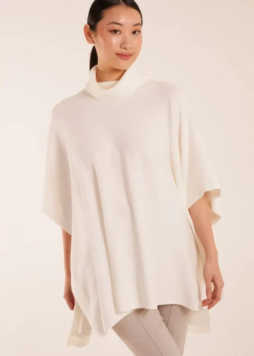 Blue Vanilla Ivory High Neck Poncho