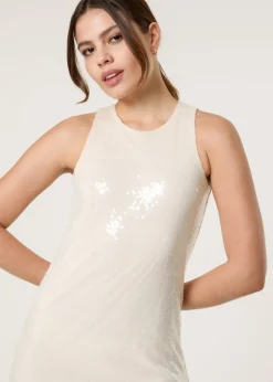 Blue Vanilla Ivory Luxe Sequin Bias Cut Midi Dress