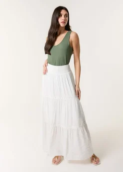 Blue Vanilla Ivory Mix Crochet Maxi Skirt