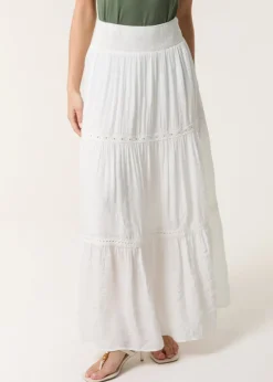 Blue Vanilla Ivory Mix Crochet Maxi Skirt