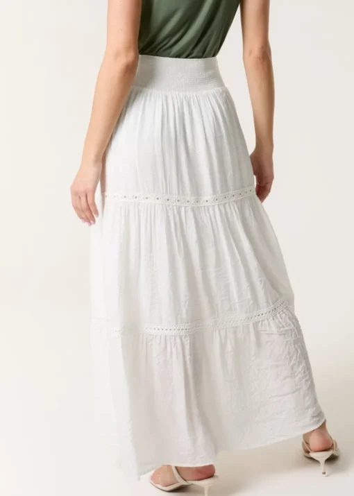 Blue Vanilla Ivory Mix Crochet Maxi Skirt