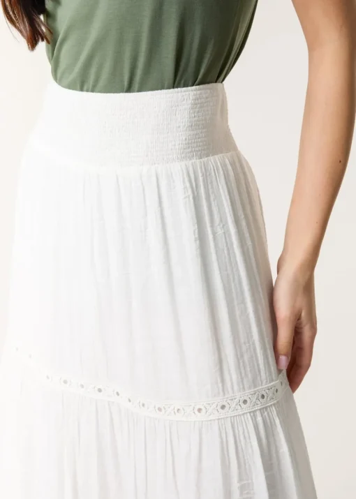 Blue Vanilla Ivory Mix Crochet Maxi Skirt