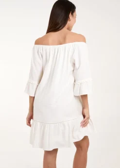 Blue Vanilla Ivory On Off Shoulder Tunic Dress