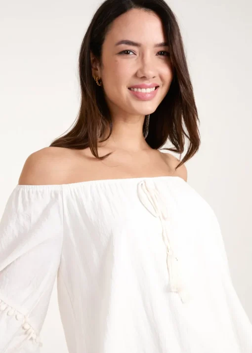 Blue Vanilla Ivory On Off Shoulder Tunic Dress