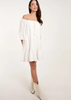 Blue Vanilla Ivory On Off Shoulder Tunic Dress