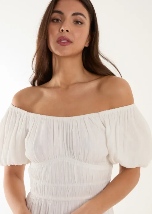 Blue Vanilla Ivory Puff Ball Mini Dress