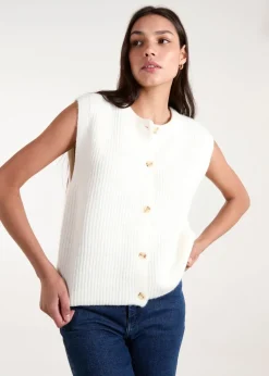Blue Vanilla Ivory Ribbed Knit Vest