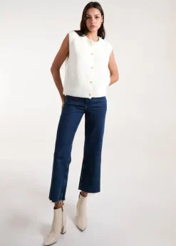 Blue Vanilla Ivory Ribbed Knit Vest
