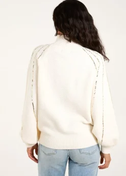Blue Vanilla Ivory Sequin High Neck Jumper