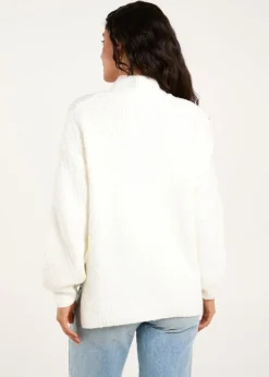 Blue Vanilla Ivory Textured High Neck Jumper