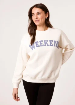 Blue Vanilla Ivory Weekend Denim Applique Sweatshirt