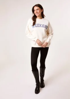 Blue Vanilla Ivory Weekend Denim Applique Sweatshirt