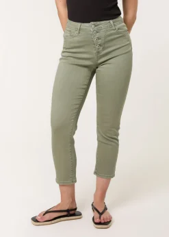 Blue Vanilla Khaki Button Front Capri Trouser