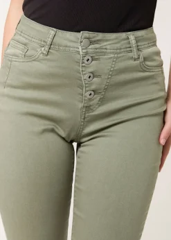 Blue Vanilla Khaki Button Front Capri Trouser