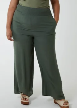 Blue Vanilla Khaki Curve Wide Leg Trousers