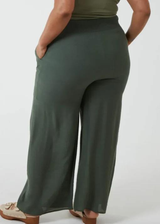 Blue Vanilla Khaki Curve Wide Leg Trousers