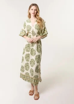 Blue Vanilla Khaki Elasticated V-Neck Dress