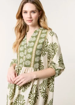 Blue Vanilla Khaki Oversized Smock Dress