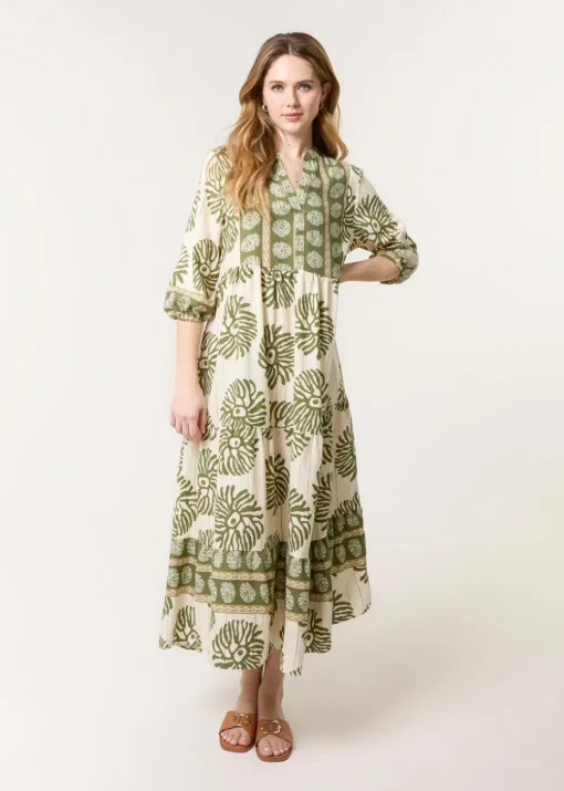 Blue Vanilla Khaki Oversized Smock Dress