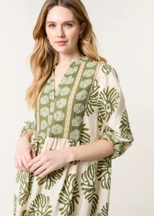 Blue Vanilla Khaki Oversized Smock Dress