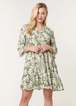Blue Vanilla Khaki Ric Rac Smock Shirt Dress